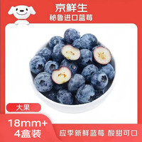 京鲜生 秘鲁蓝莓大果18mm+ +4盒装 125g/盒 生鲜水果 源头直发包邮