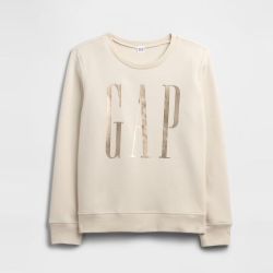 Gap 冬季logo胶印抓绒宽松休闲时尚卫衣美版