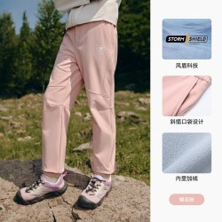 伯希和 儿童软壳裤男女童秋冬摇粒绒运动保暖防风户外裤子