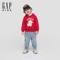 Gap 男幼童小童 卡通图案抓绒连帽卫衣 红色 100 cm(2-3岁)