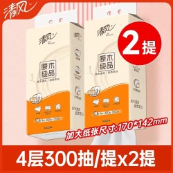 清风 悬挂式抽纸家用厕纸卡皮巴拉联名柔软亲肤餐巾纸4层加厚纸巾 2提