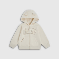Gap 男女童logo刺绣抓绒卫衣儿童装外套 米色