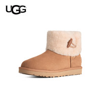 UGG 冬季新款女士时尚舒适调节扣经典迷你短筒毛毛雪地靴1184010