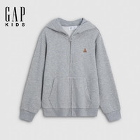 Gap 男女童 抓绒连帽开衫卫衣儿童装外套 灰色