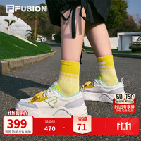 斐乐 50-50帆布鞋丨FILA FUSION 厚底透气运动鞋女鞋增高滑板鞋 奶白/精灵绿-GG 38