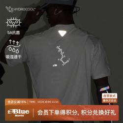 蓝岐 跑步训练抗菌短袖吸湿速干蛙息反光印花透气T恤男夏 柑茶橘 L