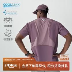 蓝岐 户外吸湿速干凉感抗菌短袖COOLMAX夏季拼布透气T恤男 豆沙色 L