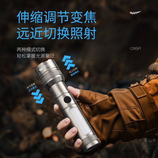88VIP：微笑鲨 强光手电筒充电持久续航户外超亮远射激光小型直筒家用便携