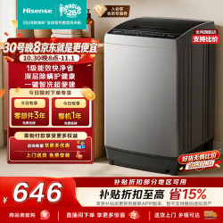海信 全自动波轮洗衣机10KG大容量家用租房 一级能效除螨洗WT100N1Q