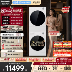 松下 白月光6.0高奢护理洗烘套装12KG滚筒洗衣机+12KG变频热泵烘干机 DWR焕新科技82E2+82ER2