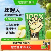 88VIP：哪吒 捏爆百分百苹果果蔬汁饮料品含vc零添加 200ml×12盒