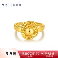 移动端：谢瑞麟 玫瑰花黄金戒指5D硬金工艺足金花形指环女XR372