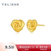 移动端：谢瑞麟 黄金耳钉5D硬金工艺足金玫瑰花耳环计价黄金女XR366