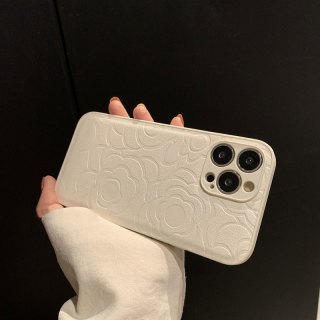 小羊皮高级感山茶花适用苹果15手机壳iPhone12Promax硅胶13pro纯色苹果14女款11小众15plus简约xsmax软防摔xr