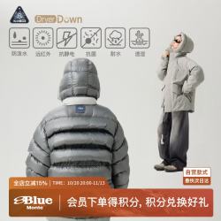 蓝岐 龙鳞结构750蓬拒水白鹅绒保暖压胶连帽羽绒冲锋衣外套 菊石灰   S
