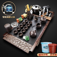兿凡臻品 紫砂功夫茶具整套装家用实木乌金石茶盘烧水壶