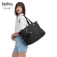 kipling 凯浦林自带拉杆箱固定带斜挎包旅行包ART M黑皮诺色送开学包生日礼物