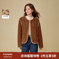 茵曼 皮毛一体复古仿羊羔绒外套