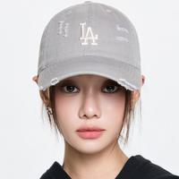 MLB 水洗做旧破洞时尚牛仔男女同款软顶棒球帽