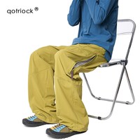 QOTRIOCK 山系防泼水登山冲锋裤男女秋季轻量化加绒运动裤宽松伞兵阔腿裤子