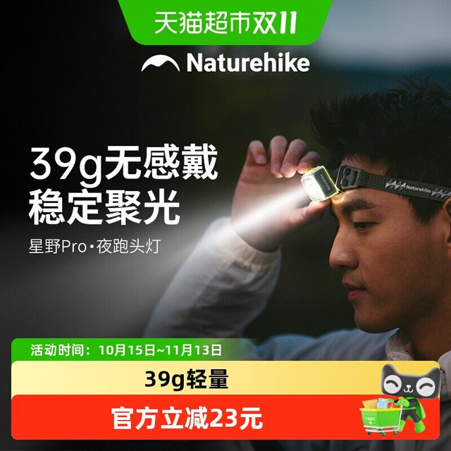 88VIP：挪客户外 头灯户外登山头戴式强光防雨跑步夜跑夜钓钓鱼带背夹锂