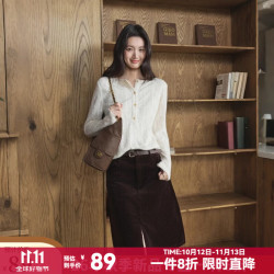 谜秀 蕾丝植绒提花 杏色 S 女士衬衫