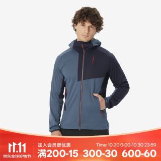 迪卡侬 衣男女户外防风夹克防泼水软壳外套男士藏青色L-4195598