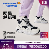 斯凯奇 陨星绒绒靴儿童加绒保暖中帮靴女童防滑靴319256L/405328L 女童/白色/黑色/WBK 32