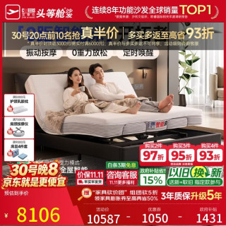 芝华仕 复古悬浮电动智能床双区按摩升降床主卧语音智能功能床Z086黑1.8m