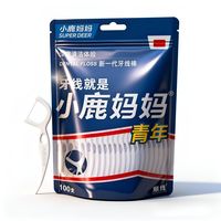 小鹿妈妈 超细牙线棒 3袋(共300支) 附赠随身盒