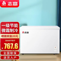志高 小冰柜家用冷冻小型一级节能省电迷你卧式冷藏保鲜储母乳冷柜 328升微霜