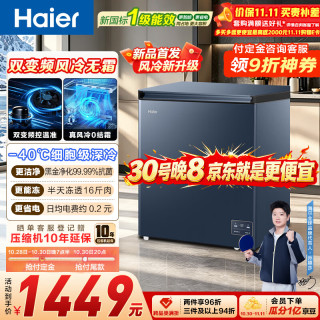 海尔 132L新款智能双变频风冷无霜-40℃家用小冰柜冷藏冷冻BC/BD-132WHDD迷你冰箱