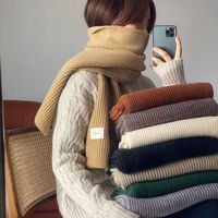 有只绵 纯色针织围巾 毛线百搭保暖加厚礼物情侣围巾
