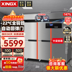 星星 六门冰箱商用全冷冻厨房冰箱全铜管201不锈钢冰柜酒店保鲜立式冰柜1480升-22℃田字除霜 KD-1871M6