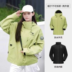 骆驼 雨舞者三合一抓绒内胆冲锋衣女硬壳防风防水防寒户外登山外套
