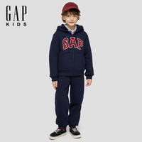 Gap 男女童秋款刺绣logo仿羊羔绒卫裤儿童装针织裤 海军蓝