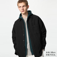 优衣库 486593 法兰绒长袖衬衫 黑色 M