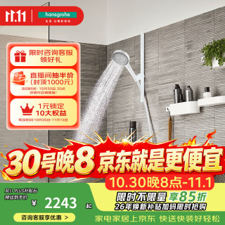 汉斯格雅 境雨130手持维多适恒温置物台淋浴花洒套装 白色