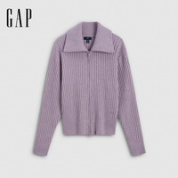 Gap 女装 拉链螺纹欧美POLO领毛针织衫上衣