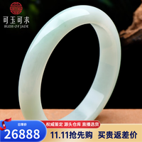 可玉可求 保价11.11 冰底翡翠玉手镯女士 阳绿玉镯子 寓意福满平安 C6768