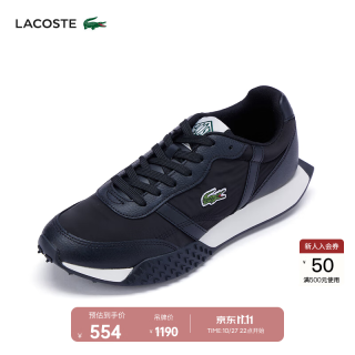 LACOSTE 法国鳄鱼男鞋休闲运动系带圆头简约潮流运动休闲鞋|50SMA0135 02H/黑色 41 7.5
