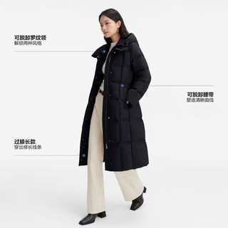 波司登 B260244126 90鹅绒连帽长款羽绒服 黑色 M