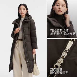 波司登 B260244126 90鹅绒连帽长款羽绒服 黑色 M