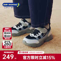 江博士 DR·KONG）2026冬季新款男女儿童运动鞋减震跑步鞋魔术贴童鞋软底 防滑跑鞋 灰/黑/蓝