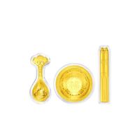 周大福 金碗筷勺三件套足金黄金金片摆件EOR761