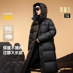 雪中飞 过膝羽绒服女式品质简约连帽保暖大长款外套女