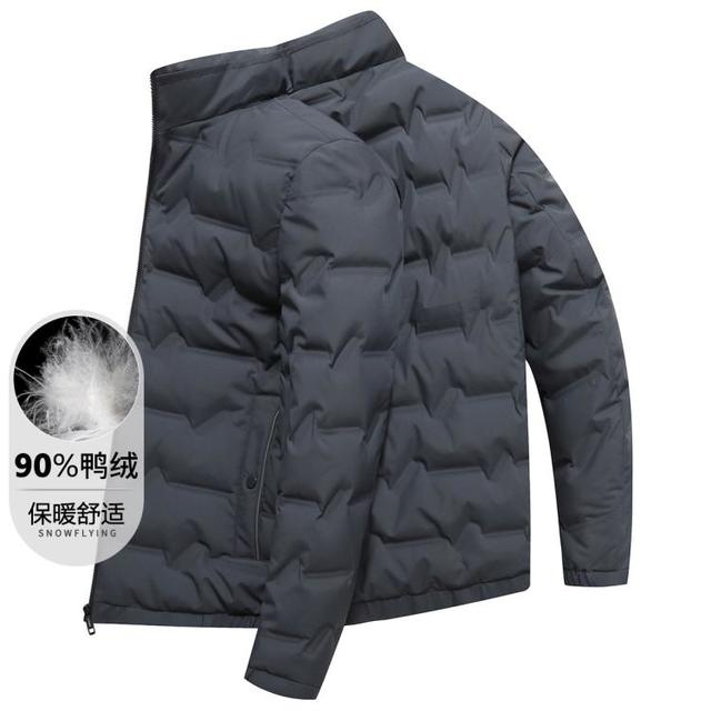 雪中飞 立领开衫外套保暖舒适纯色休闲男式羽绒服