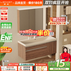 勒臣 双层拉篮浴室柜+鎏金石海洋一体盆洗漱镜柜组合 80cm主柜