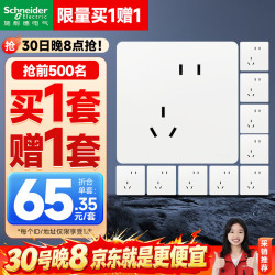 施耐德 86型墙面开关插座面板 皓隽系列 奶油白色 斜五孔 10只装