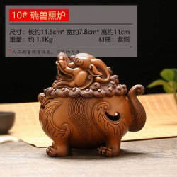 天匠工坊 纯紫铜瑞兽香薰朝天吼香道办公室装饰狻猊香炉盘香摆件